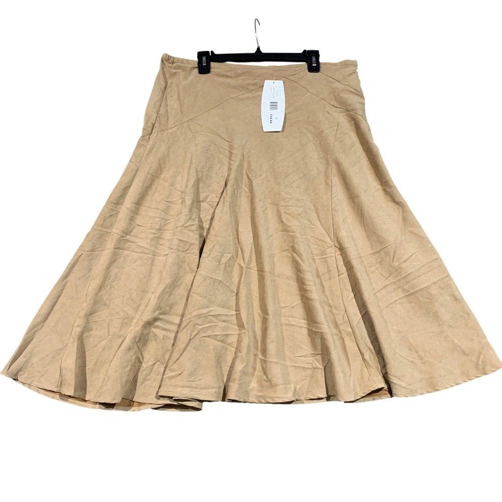 White Stag‎ Women 18 Mesquite Tan Faux Suede Midi Skirt NWT Plus Size